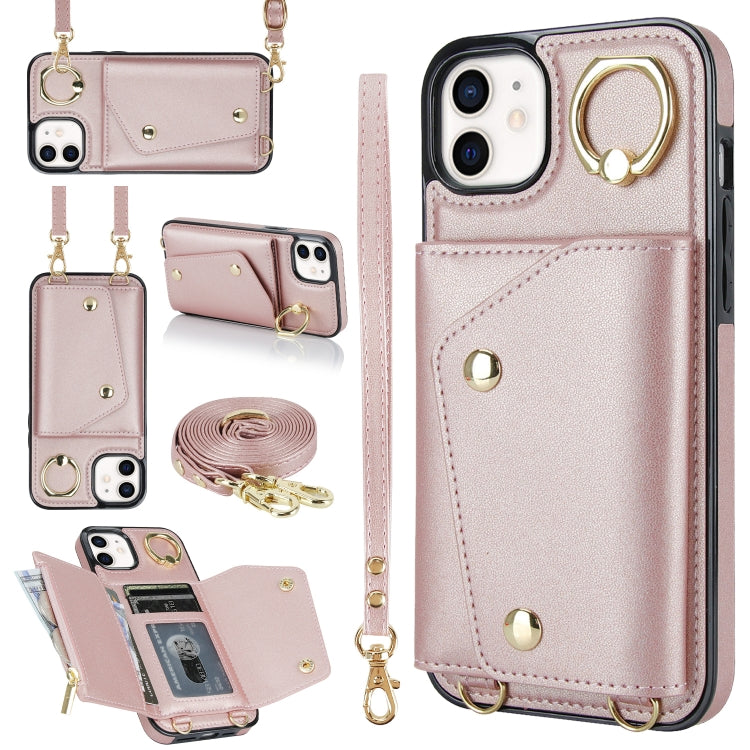 Zipper Card Bag Phone Case with Dual Lanyard, For iPhone 12 / 12 Pro, For iPhone 12 Pro Max, For iPhone 12 mini, For iPhone 11 Pro Max
