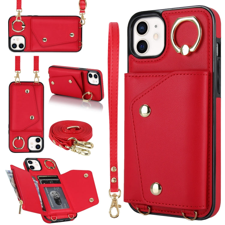 Zipper Card Bag Phone Case with Dual Lanyard, For iPhone 12 / 12 Pro, For iPhone 12 Pro Max, For iPhone 12 mini, For iPhone 11 Pro Max