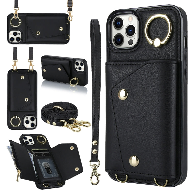 Zipper Card Bag Phone Case with Dual Lanyard, For iPhone 12 / 12 Pro, For iPhone 12 Pro Max, For iPhone 12 mini, For iPhone 11 Pro Max
