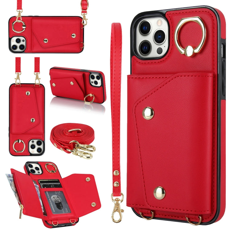 Zipper Card Bag Phone Case with Dual Lanyard, For iPhone 12 / 12 Pro, For iPhone 12 Pro Max, For iPhone 12 mini, For iPhone 11 Pro Max