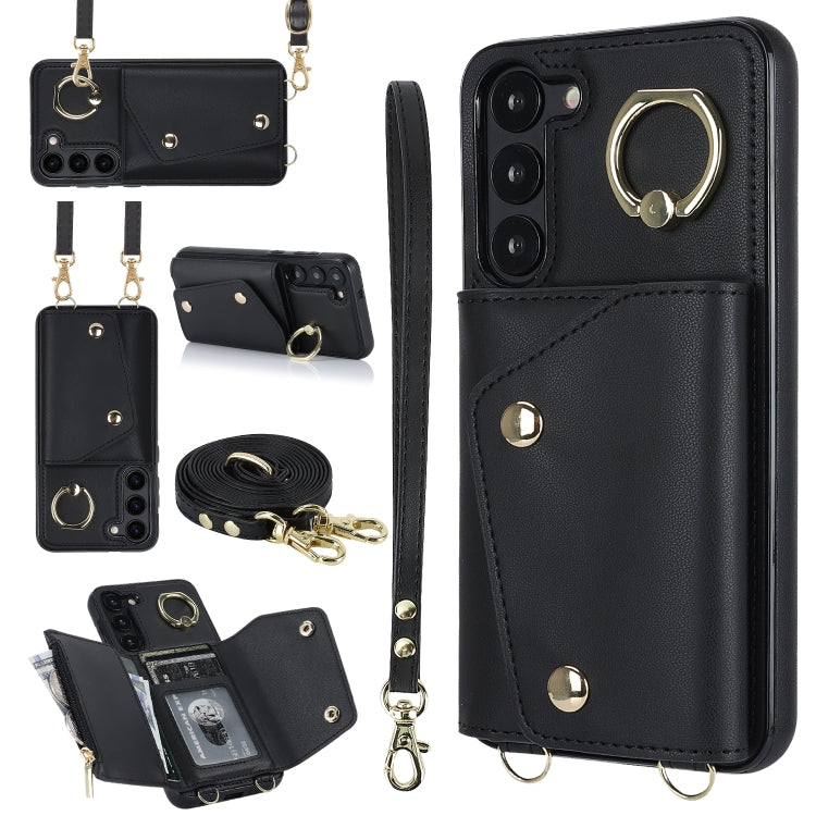 Étui portefeuille zippé avec double cordon pour Samsung Galaxy A14 5G/4G, Samsung Galaxy A54 5G, Samsung Galaxy S23 Ultra 5G et Samsung Galaxy S23 5G