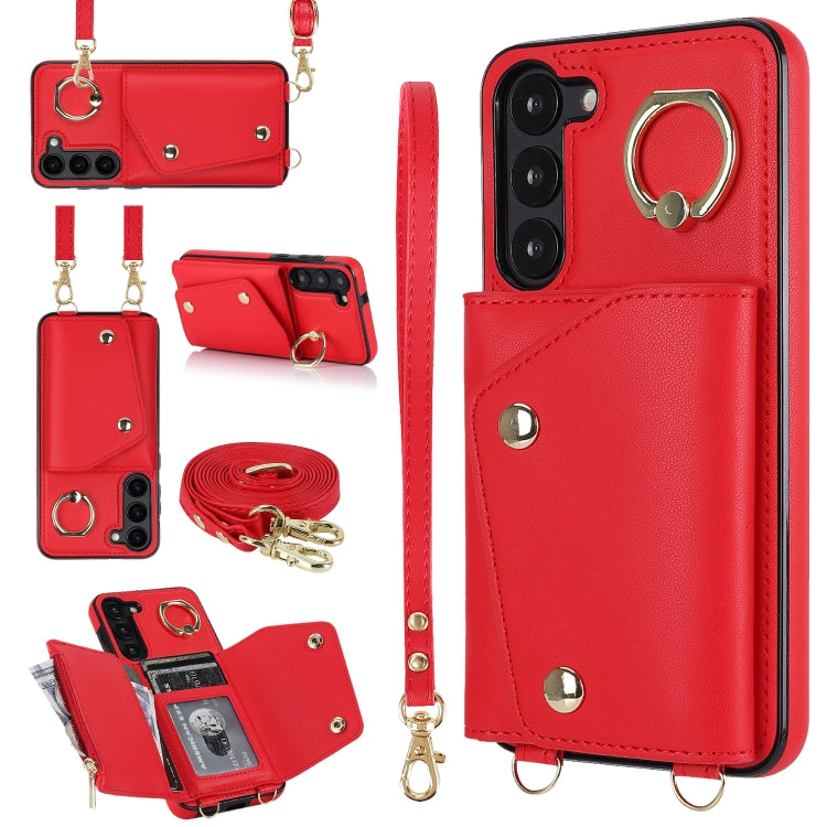 Étui portefeuille zippé avec double cordon pour Samsung Galaxy A14 5G/4G, Samsung Galaxy A54 5G, Samsung Galaxy S23 Ultra 5G et Samsung Galaxy S23 5G