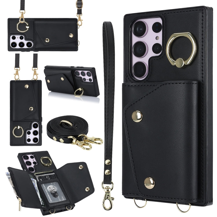 Zipper Card Bag Phone Case with Dual Lanyard