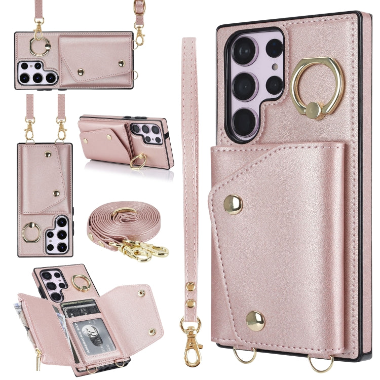 Étui portefeuille zippé avec double cordon pour Samsung Galaxy A14 5G/4G, Samsung Galaxy A54 5G, Samsung Galaxy S23 Ultra 5G et Samsung Galaxy S23 5G