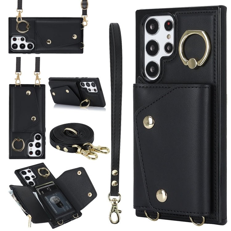Zipper Card Bag Phone Case with Dual Lanyard, For Samsung Galaxy S22 Ultra 5G, For Samsung Galaxy S22+ 5G, For Samsung Galaxy S22 5G, For Samsung Galaxy S21 FE 5G