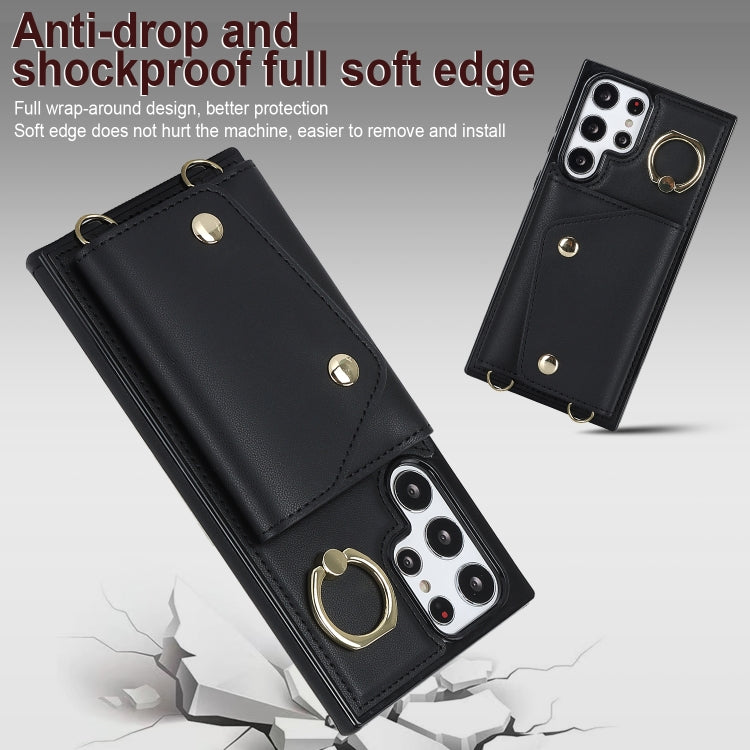 Zipper Card Bag Phone Case with Dual Lanyard, For Samsung Galaxy S22 Ultra 5G, For Samsung Galaxy S22+ 5G, For Samsung Galaxy S22 5G, For Samsung Galaxy S21 FE 5G