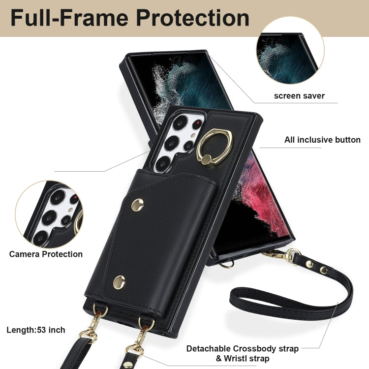 Zipper Card Bag Phone Case with Dual Lanyard, For Samsung Galaxy S22 Ultra 5G, For Samsung Galaxy S22+ 5G, For Samsung Galaxy S22 5G, For Samsung Galaxy S21 FE 5G
