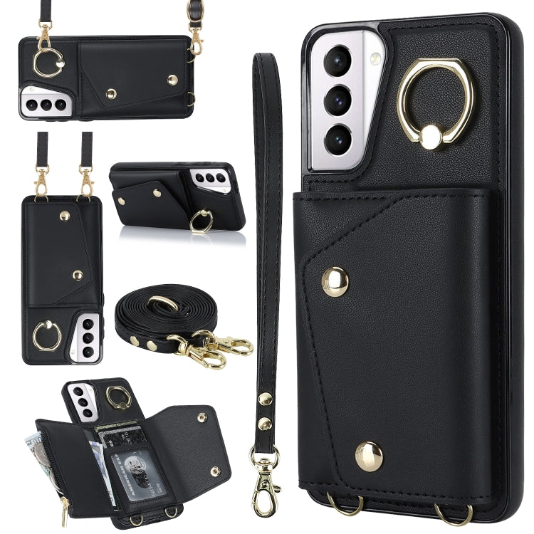 Zipper Card Bag Phone Case with Dual Lanyard, For Samsung Galaxy S21 5G, For Samsung Galaxy S21+ 5G, For Samsung Galaxy S21 Ultra 5G
