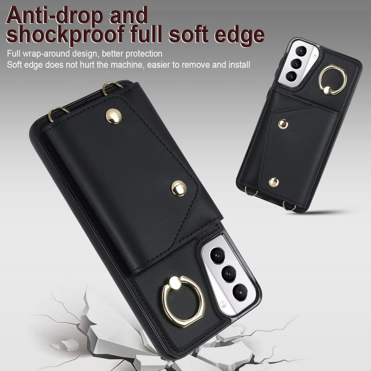 Zipper Card Bag Phone Case with Dual Lanyard, For Samsung Galaxy S21 5G, For Samsung Galaxy S21+ 5G, For Samsung Galaxy S21 Ultra 5G