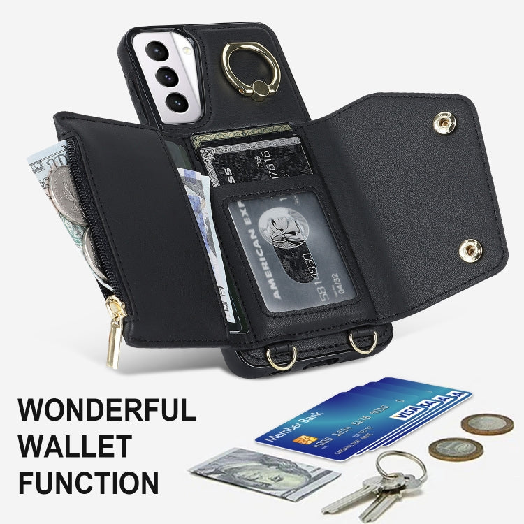 Zipper Card Bag Phone Case with Dual Lanyard, For Samsung Galaxy S21 5G, For Samsung Galaxy S21+ 5G, For Samsung Galaxy S21 Ultra 5G