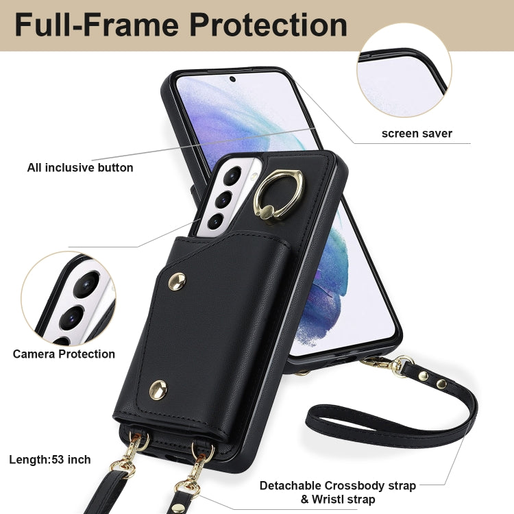 Zipper Card Bag Phone Case with Dual Lanyard, For Samsung Galaxy S21 5G, For Samsung Galaxy S21+ 5G, For Samsung Galaxy S21 Ultra 5G