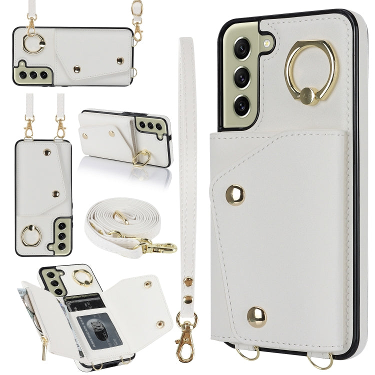 Zipper Card Bag Phone Case with Dual Lanyard, For Samsung Galaxy S22 Ultra 5G, For Samsung Galaxy S22+ 5G, For Samsung Galaxy S22 5G, For Samsung Galaxy S21 FE 5G
