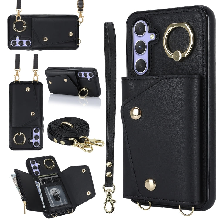 Étui portefeuille zippé avec double cordon pour Samsung Galaxy A14 5G/4G, Samsung Galaxy A54 5G, Samsung Galaxy S23 Ultra 5G et Samsung Galaxy S23 5G