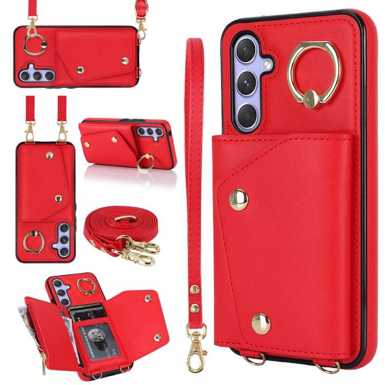 Étui portefeuille zippé avec double cordon pour Samsung Galaxy A14 5G/4G, Samsung Galaxy A54 5G, Samsung Galaxy S23 Ultra 5G et Samsung Galaxy S23 5G