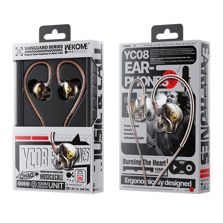 WK YC08 8 Pin Transparent Music Call Wired Earphone, Length: 1.2m, 8 Pin