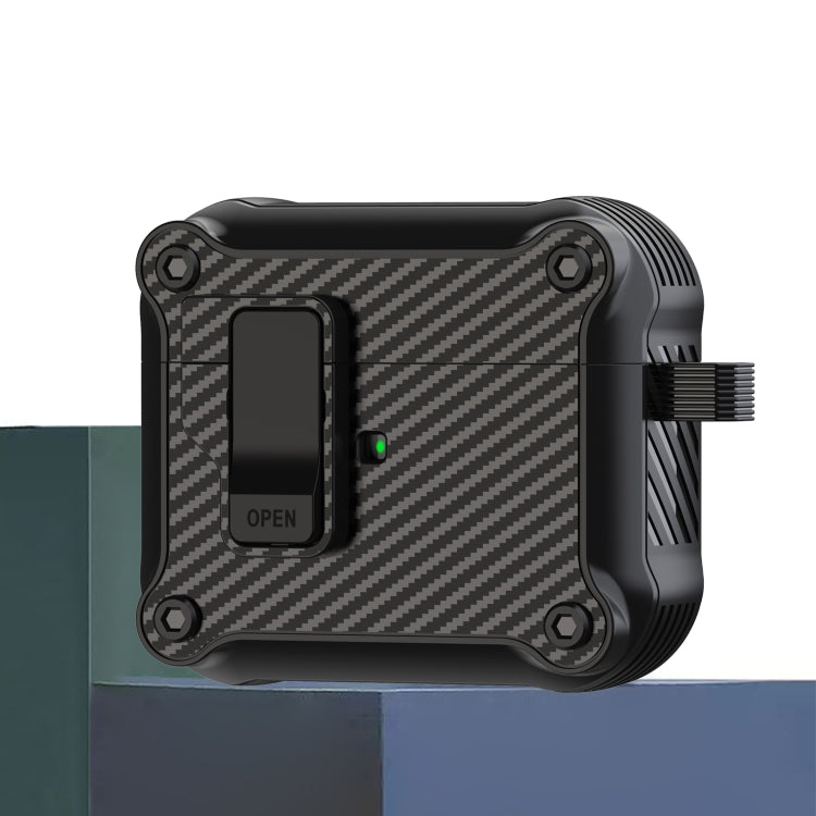 Étui de protection pour écouteurs à interrupteur automatique magnétique en fibre de carbone