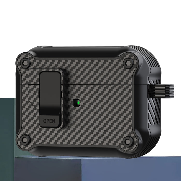 Étui de protection pour écouteurs à interrupteur automatique magnétique en fibre de carbone
