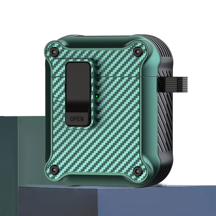 Carbon Fiber Magnetic Automatic Switch Earphone Protective Case, For AirPods 1 / 2