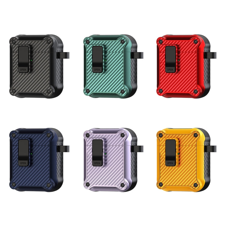 Carbon Fiber Magnetic Automatic Switch Earphone Protective Case, For AirPods 1 / 2
