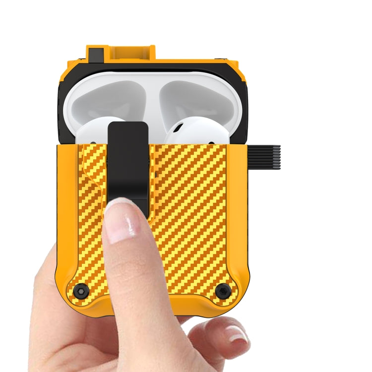 Carbon Fiber Magnetic Automatic Switch Earphone Protective Case, For AirPods 1 / 2