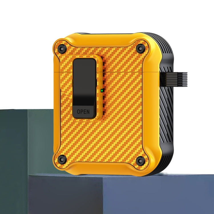 Carbon Fiber Magnetic Automatic Switch Earphone Protective Case, For AirPods 1 / 2