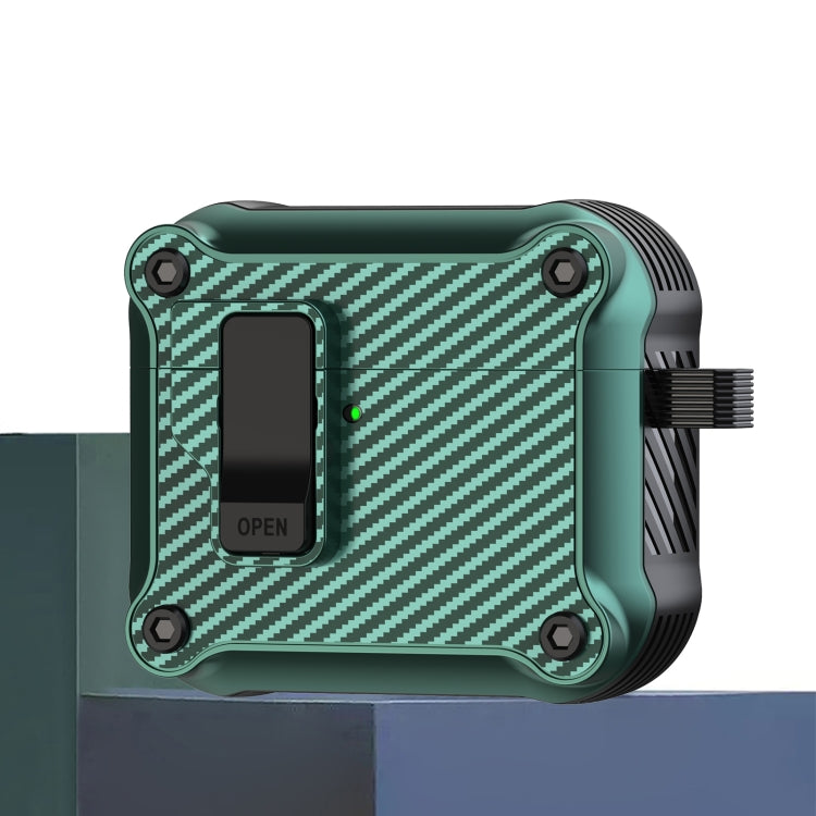 Étui de protection pour écouteurs à interrupteur automatique magnétique en fibre de carbone