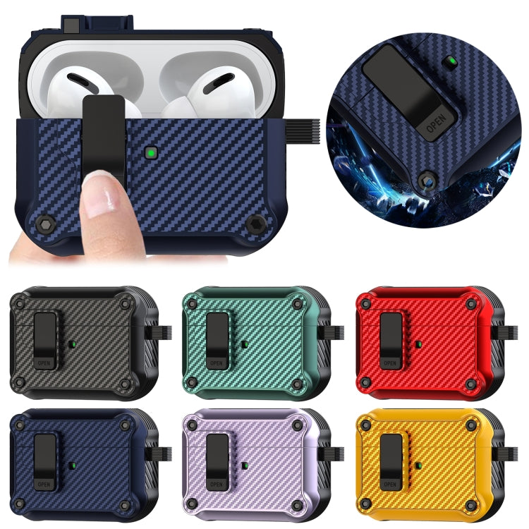 Carbon Fiber Magnetic Automatic Switch Earphone Protective Case, For AirPods 1 / 2