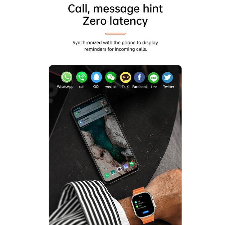 WS-E9 Ultra 2.2 inch IP67 Waterproof Metal Buckle Ocean Silicone Band Smart Watch, Support Heart Rate / NFC, Metal Buckle Ocean Silicone Band (Black), Metal Buckle Ocean Silicone Band (Orange), Metal Buckle Ocean Silicone Band (Blue)�������������������...