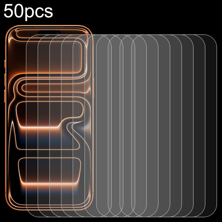 50pcs 0.26mm 9H 2.5D High Aluminum Tempered Glass Film, For iPhone 18 Pro / 17 Pro / 17, For iPhone 18 Pro Max / 17 Pro Max, For iPhone Air, For iPhone 16 Pro Max, For iPhone 16 Pro, For iPhone 16 Plus, For iPhone 16, For iPhone 15 Plus / 15 Pro Max   ...