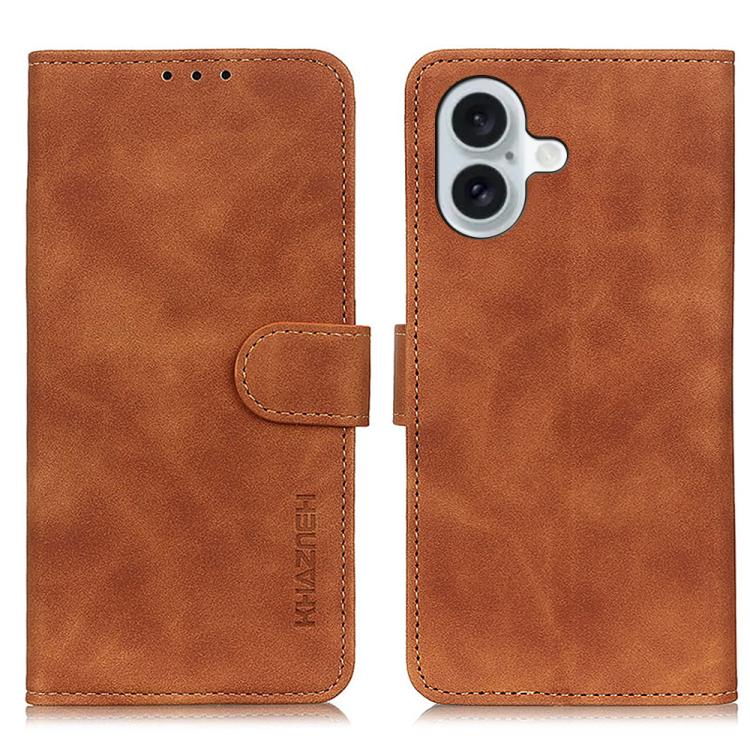 KHAZNEH Retro Texture Leather Phone Case, For iPhone 16 Pro Max, For iPhone 16 Pro, For iPhone 16 Plus, For iPhone 16, iPhone 16e, For iPhone 15 Pro Max