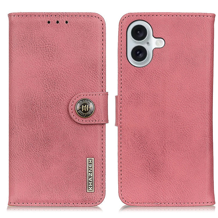 KHAZNEH Cowhide Texture Horizontal Flip Leather Phone Case, For iPhone 16 Pro Max, For iPhone 16 Pro, For iPhone 16 Plus, For iPhone 16, iPhone 16e, For iPhone 15 Pro Max