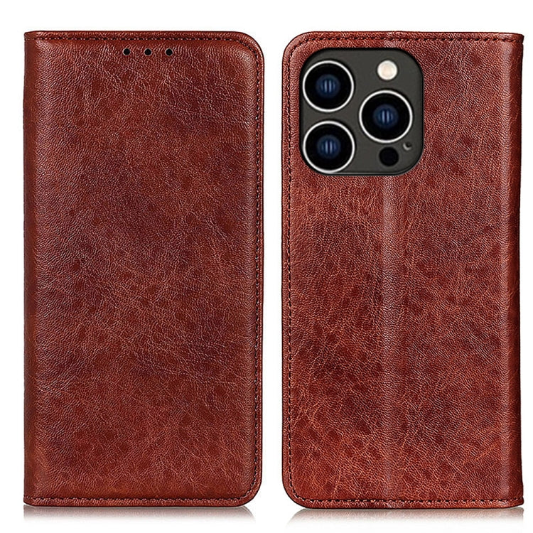 Magnetic Crazy Horse Texture Horizontal Flip Leather Phone Case, For iPhone 16 Pro Max, For iPhone 16 Pro, For iPhone 15 Pro Max, For iPhone 15 Pro, For iPhone 15 Plus, For iPhone 15
