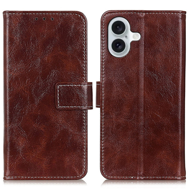 Retro Crazy Horse Texture Horizontal Flip Leather Phone Case, For iPhone 16, For iPhone 15 Pro Max, For iPhone 15 Pro, For iPhone 15 Plus