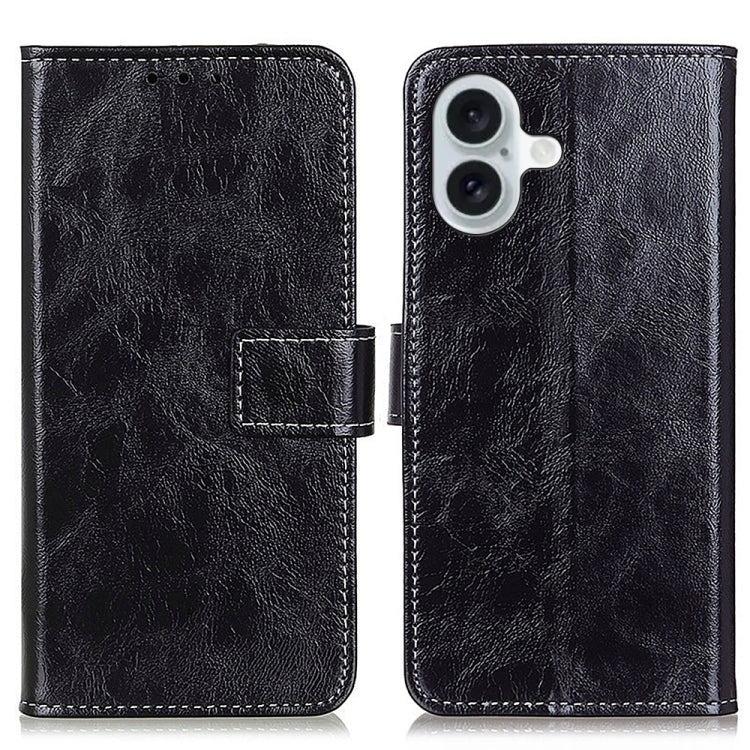 Retro Crazy Horse Texture Horizontal Flip Leather Phone Case, iPhone 16e, For iPhone 15 Pro Max, For iPhone 15 Pro, For iPhone 15 Plus