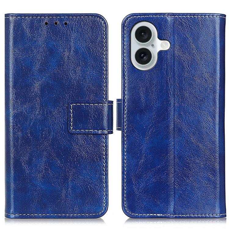 Retro Crazy Horse Texture Horizontal Flip Leather Phone Case, For iPhone 16 Pro Max, For iPhone 16 Pro, For iPhone 16 Plus, For iPhone 16