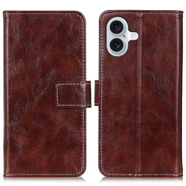 Retro Crazy Horse Texture Horizontal Flip Leather Phone Case, For iPhone 16 Pro Max, For iPhone 16 Pro, For iPhone 16 Plus, For iPhone 16