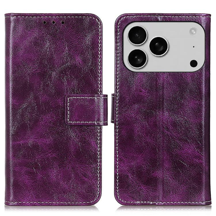 Retro Crazy Horse Texture Horizontal Flip Leather Phone Case, For iPhone 16 Pro Max, For iPhone 16 Pro, For iPhone 16 Plus, For iPhone 16