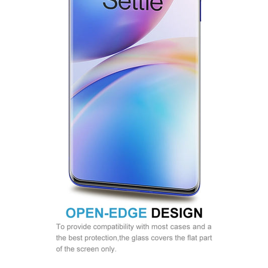 Crystal clear tempered glass film protecting OnePlus 8 Pro display edge