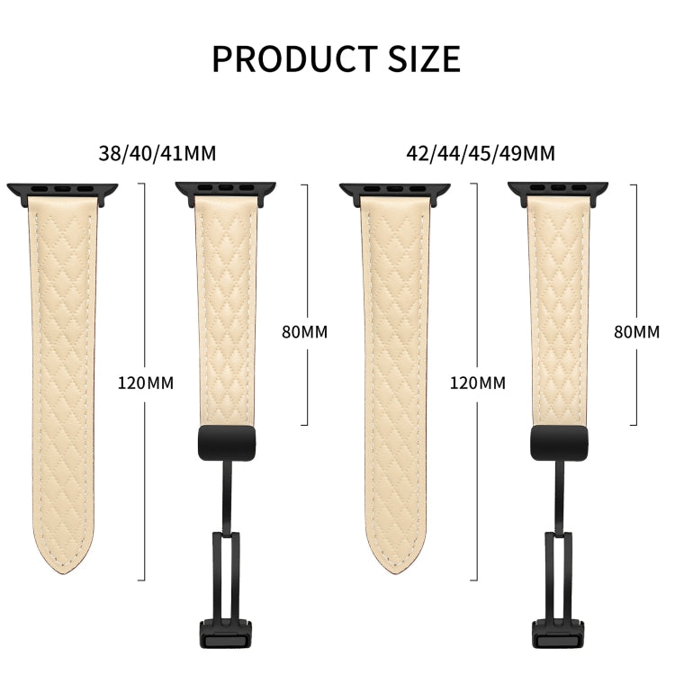 Folding Buckle Rhombus Leather Watch Band, For Apple Watch 6 44mm, For Apple Watch 5 44mm, For Apple Watch 5 40mm