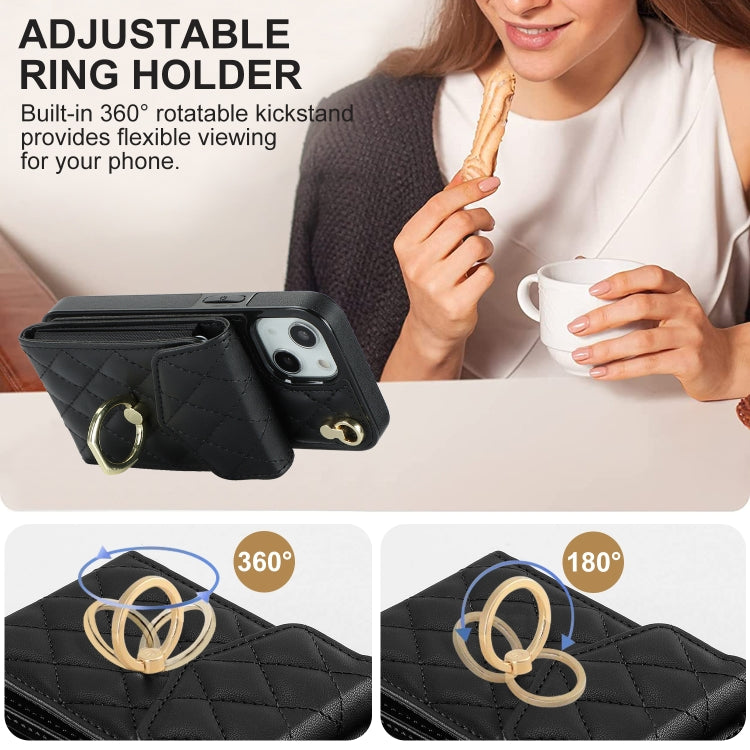 Rhombic Texture Card Bag Phone Case with Long Lanyard, For iPhone 11, For iPhone 11 Pro, For iPhone XR