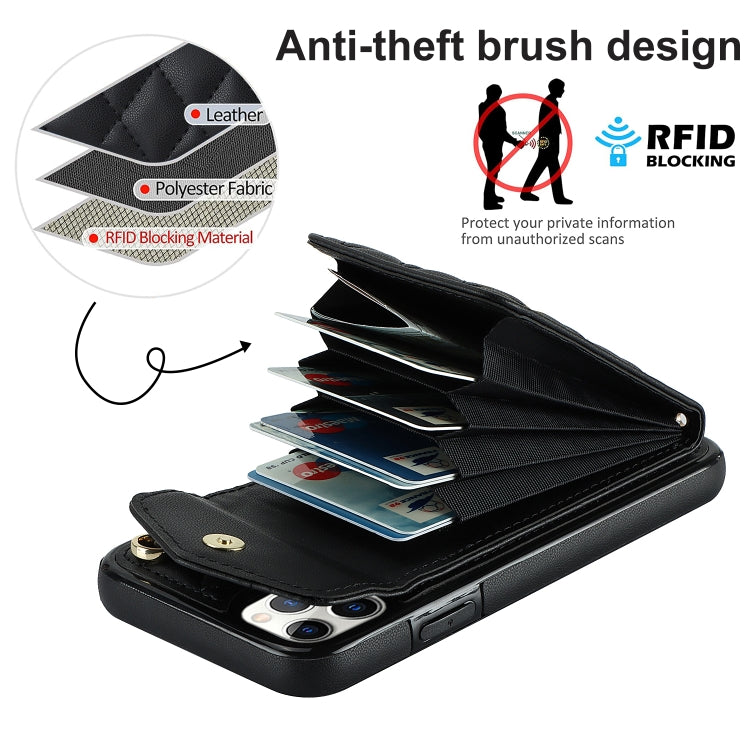 Rhombic Texture Card Bag Phone Case with Long Lanyard, For iPhone XS Max