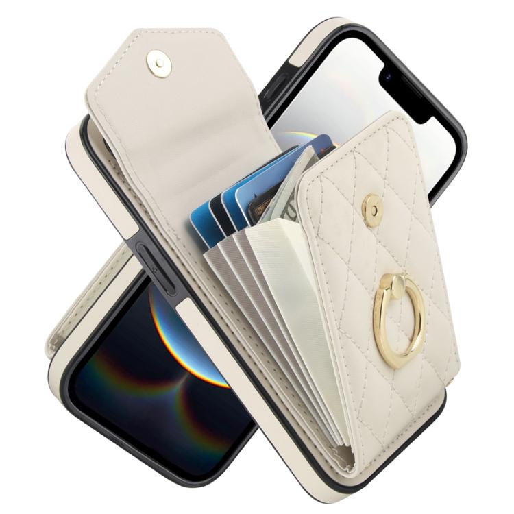 Rhombic Texture Card Bag Phone Case with Long Lanyard, For iPhone 16e, For iPhone 15 Pro Max, For iPhone 15 Pro