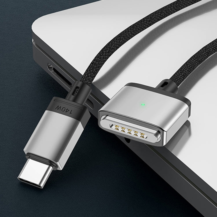 Câble de charge magnétique Type-C vers Magsafe 3 140 W, argent, bleu