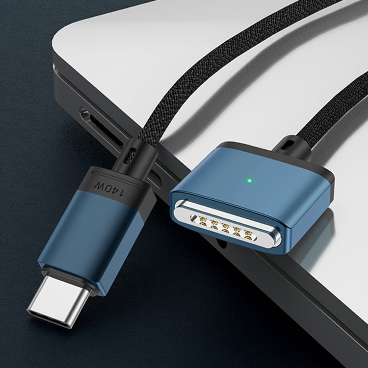 Câble de charge magnétique Type-C vers Magsafe 3 140 W, argent, bleu