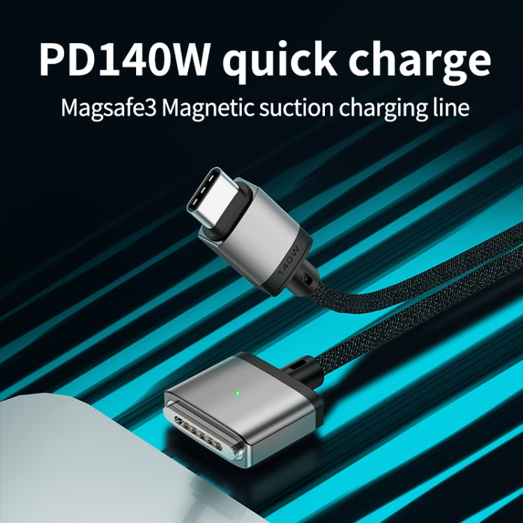 Câble de charge magnétique Type-C vers Magsafe 3 140 W, argent, bleu