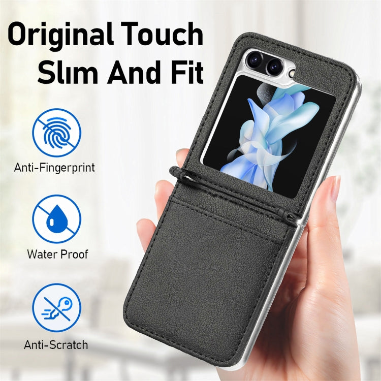 Litchi Texture PU Card Fold Back Phone Case, For Samsung Galaxy Z Flip5