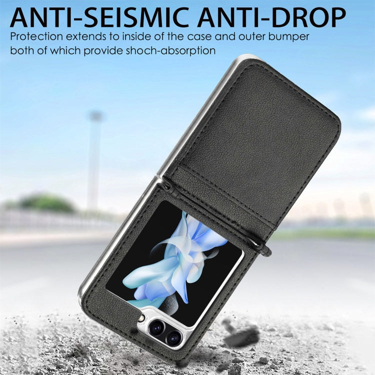 Litchi Texture PU Card Fold Back Phone Case, For Samsung Galaxy Z Flip5