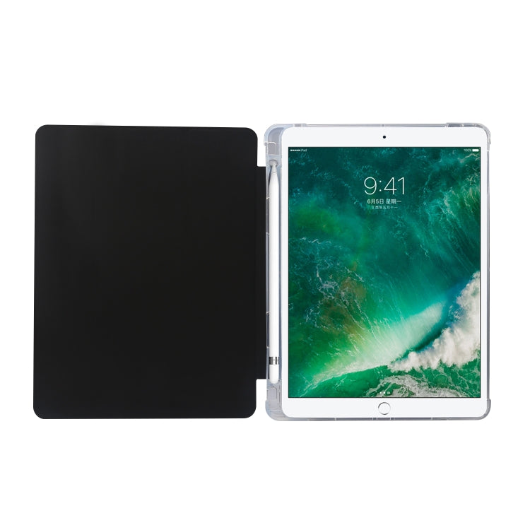 Étui à rabat horizontal en cuir TPU et PU transparent, 3 volets, avec support, emplacement pour stylo et fonction veille/réveil, pour iPad 9.7 (2018)/(2017)/Air 2/Air