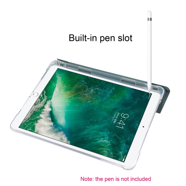 Étui à rabat horizontal en cuir TPU et PU transparent, 3 volets, avec support, emplacement pour stylo et fonction veille/réveil, pour iPad 9.7 (2018)/(2017)/Air 2/Air