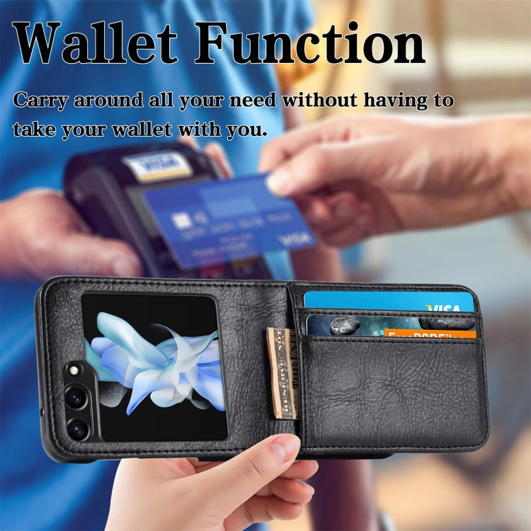 Solid Color Gloss PU Wallet Back Phone Case, For Samsung Galaxy Z Flip5